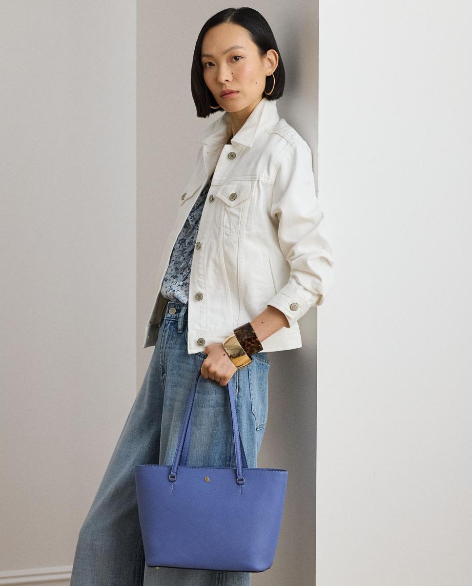 Mala Tipo Tote Karly Média em Pele Azul-6