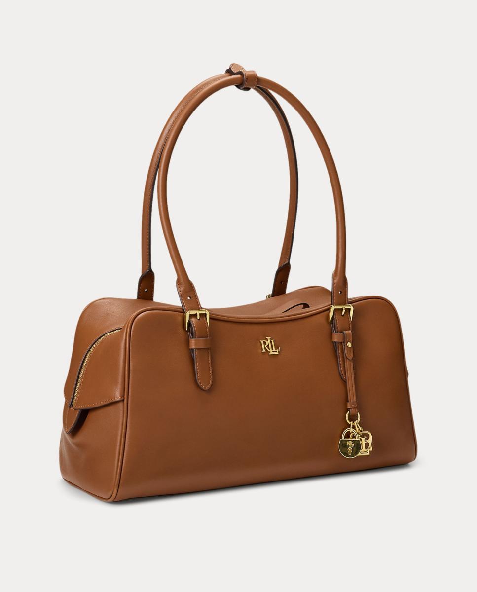 Mala Marcy Satchel Grande em Pele Castanho-2