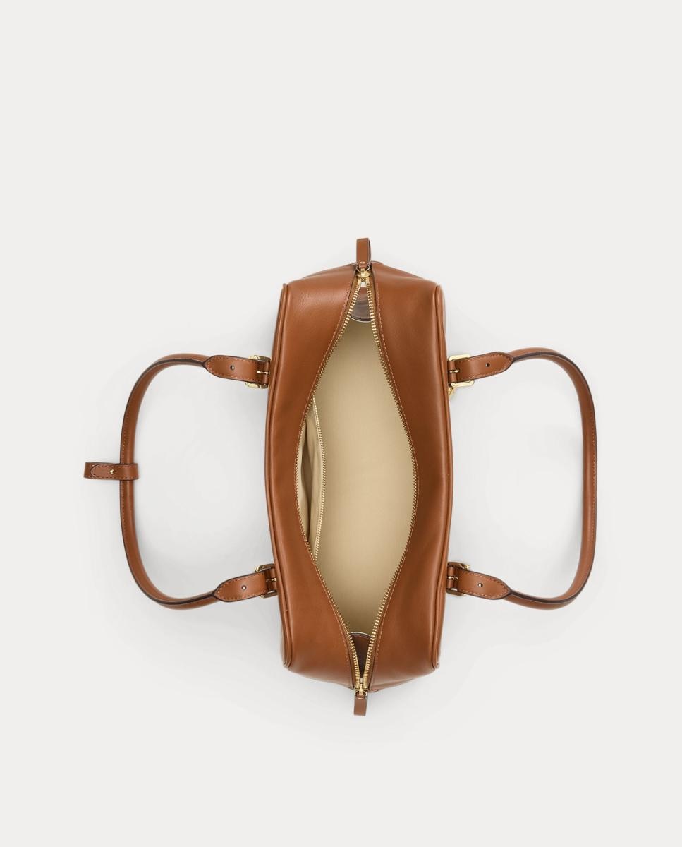 Mala Marcy Satchel Grande em Pele Castanho-4