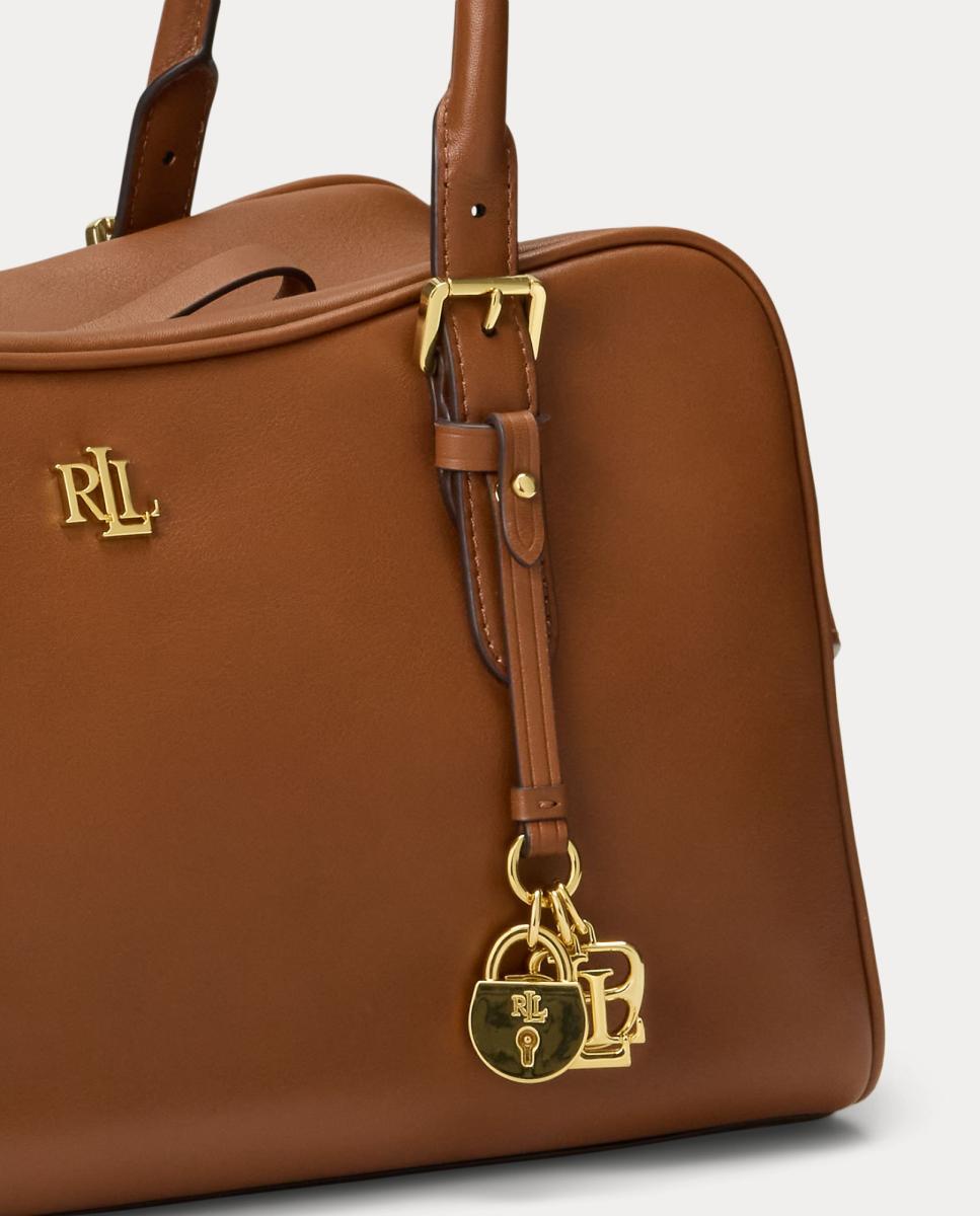 Mala Marcy Satchel Grande em Pele Castanho-5