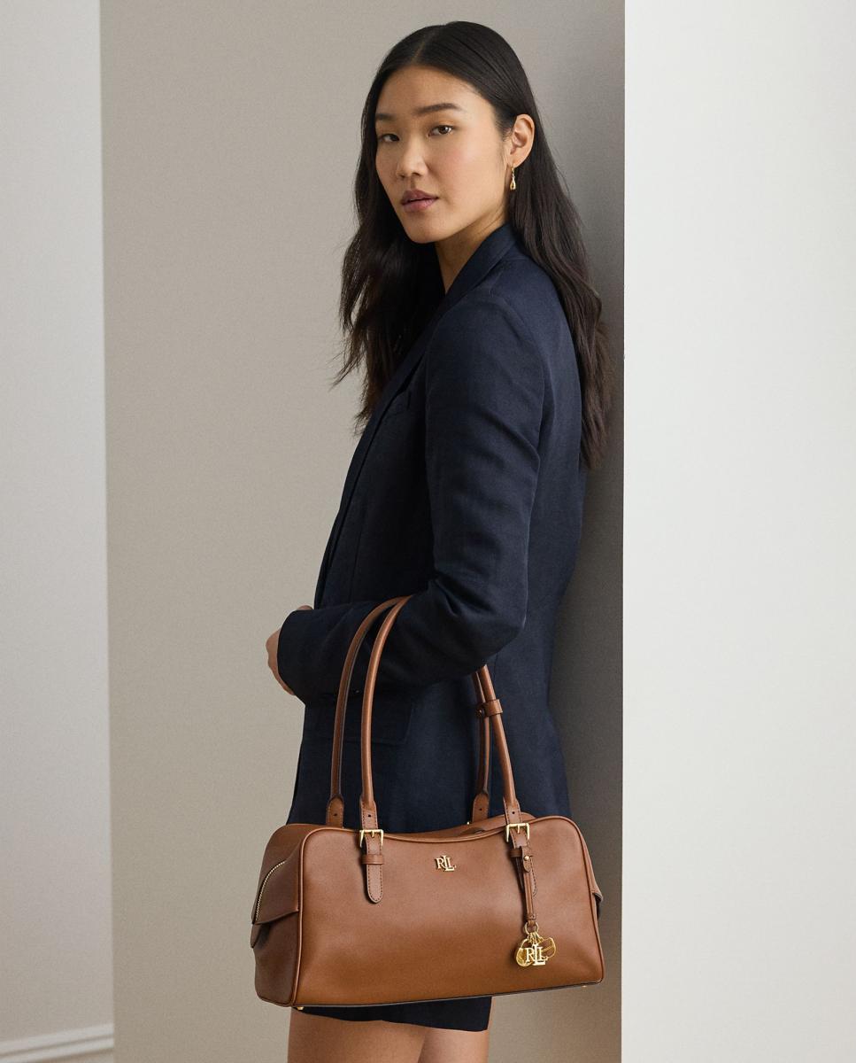 Mala Marcy Satchel Grande em Pele Castanho-6