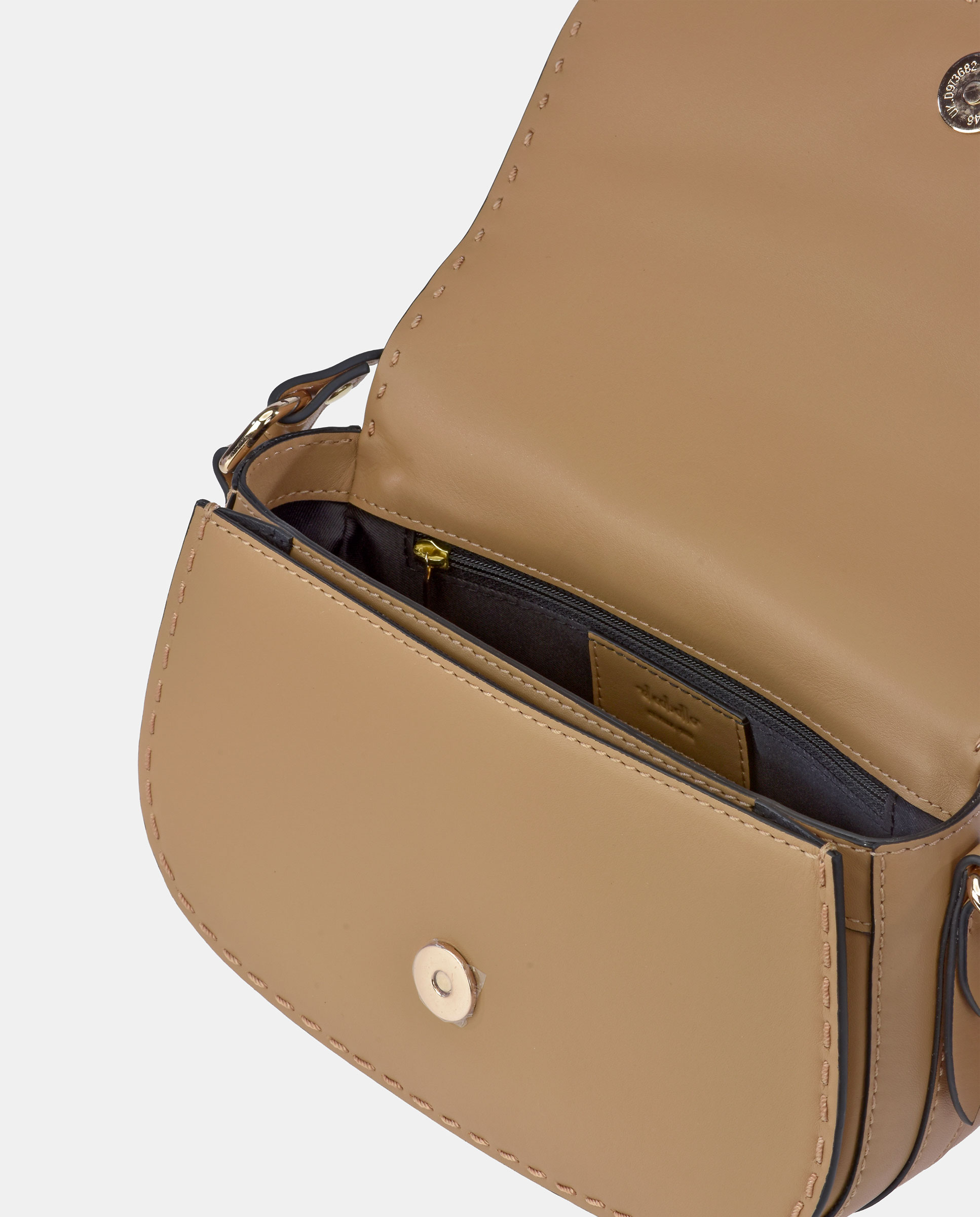 Mala Crossbody em Pele Tipo Napa Castanho caramelo-4