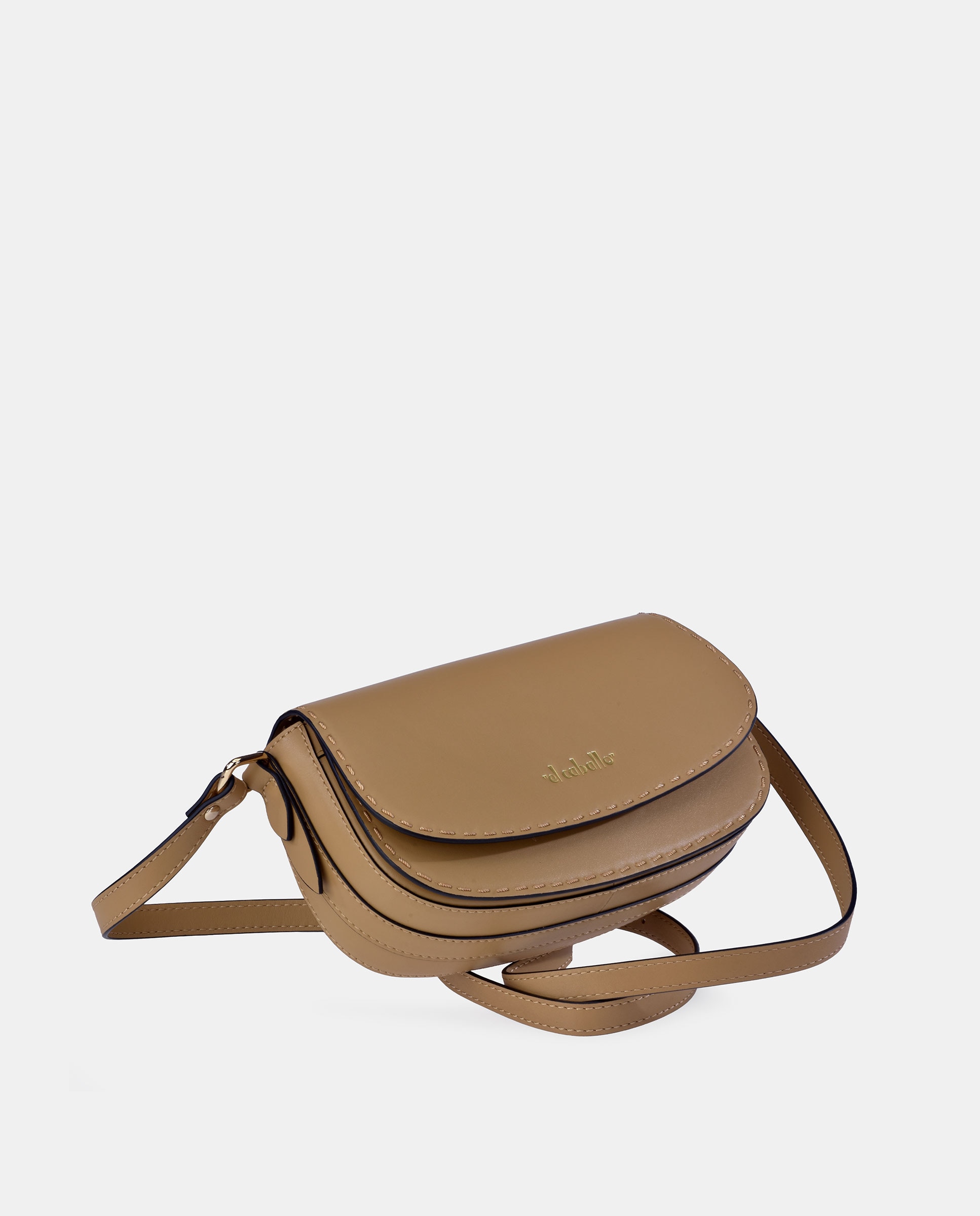 Mala Crossbody em Pele Tipo Napa Castanho caramelo-5