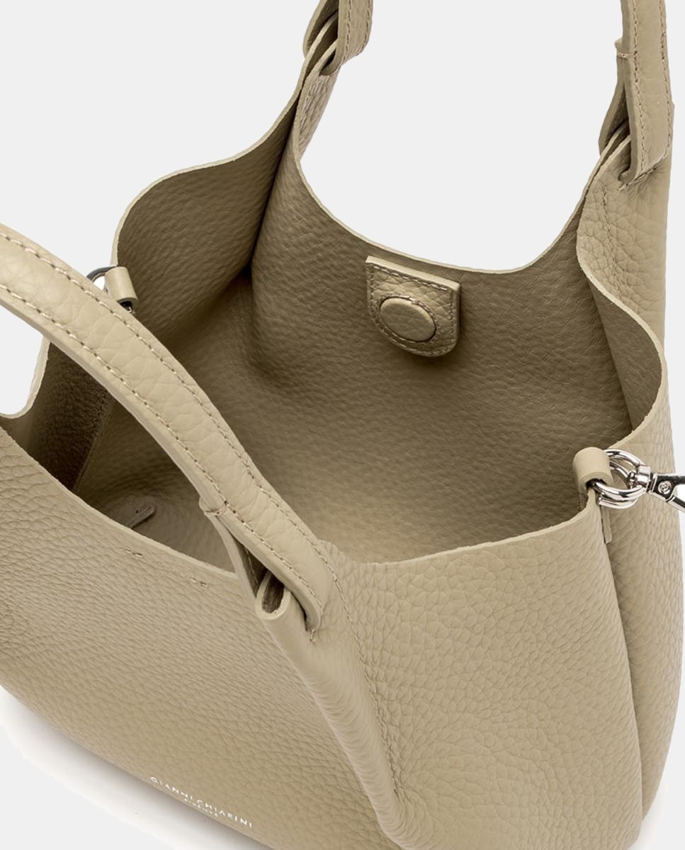 Mala Shopper Média com Bolso Amovível e em Pele - Roxo Verde-3