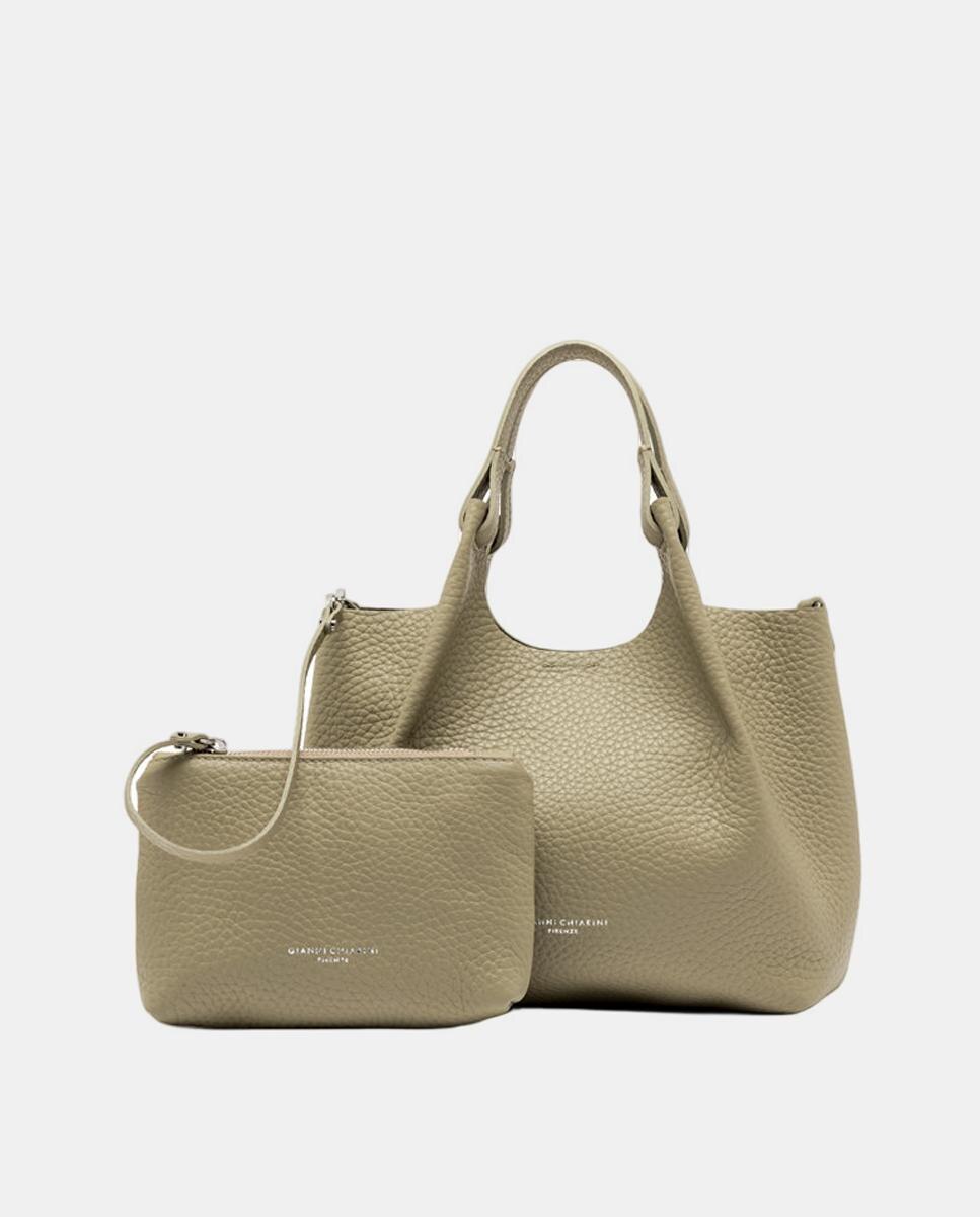 Mala Shopper Média com Bolso Amovível e em Pele - Roxo Verde-4