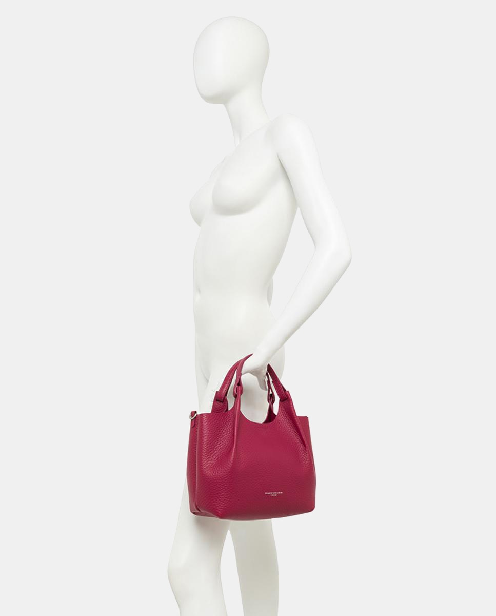 Mala Shopper Média com Bolso Amovível e em Pele - Roxo Verde-7
