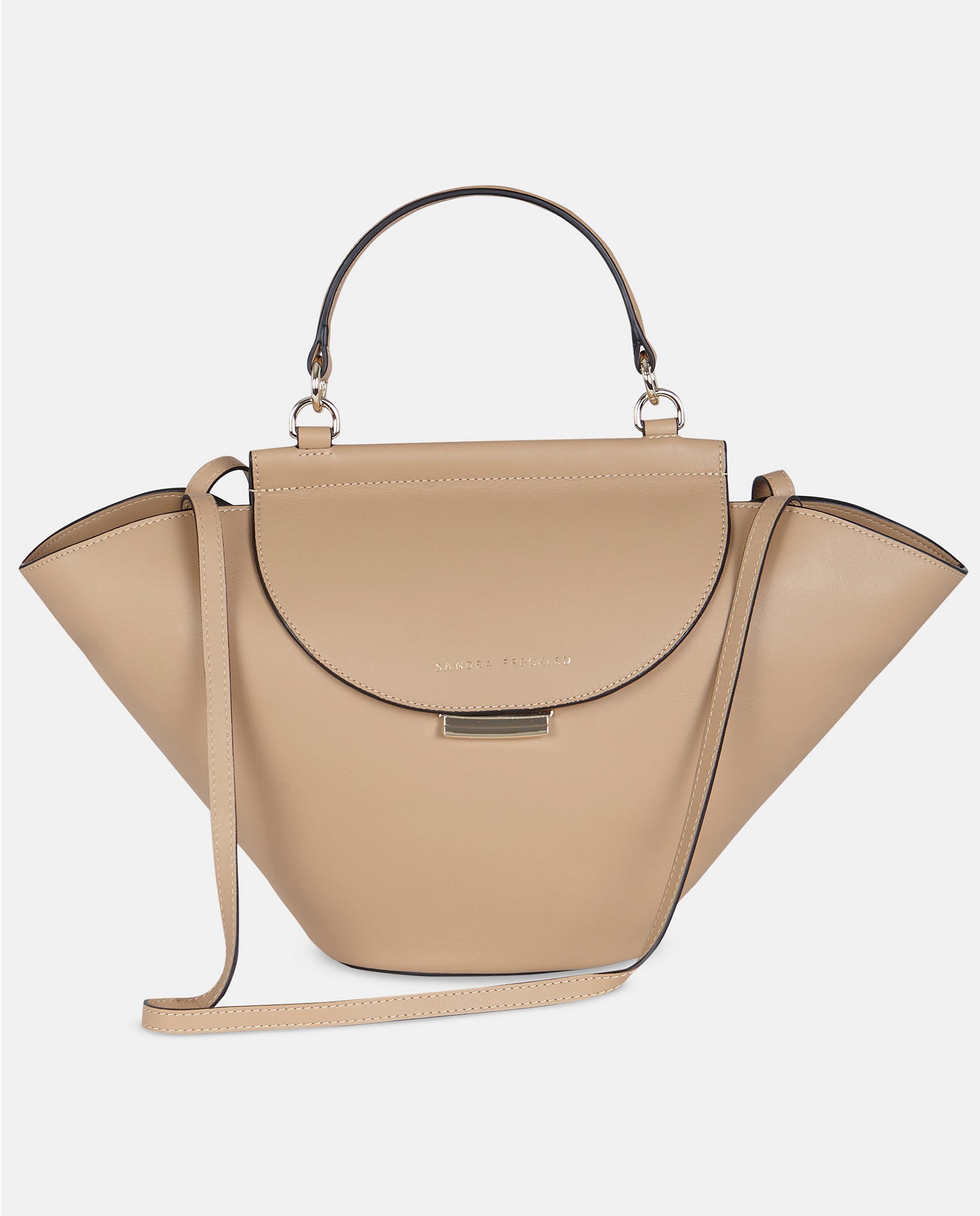 Imagem 0 de Mala Crossbody Grande em Pele Lisa com Alça de Mão e Aba