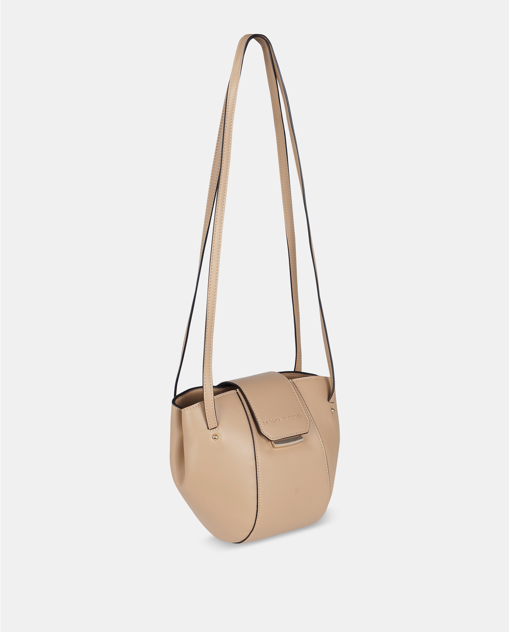 Mala a Tiracolo em Pele Lisa com Alça Dupla Comprida Natural-2