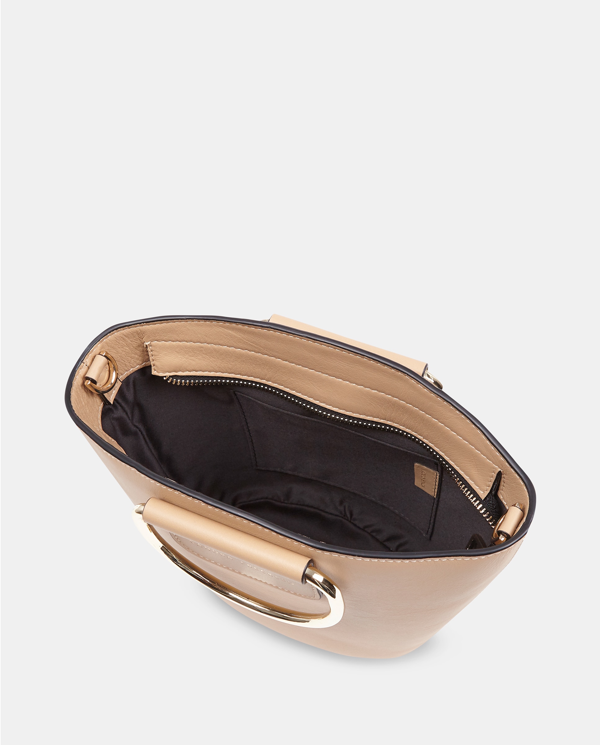 Mala Crossbody em Pele Lisa com Alças Metálicas Natural-3