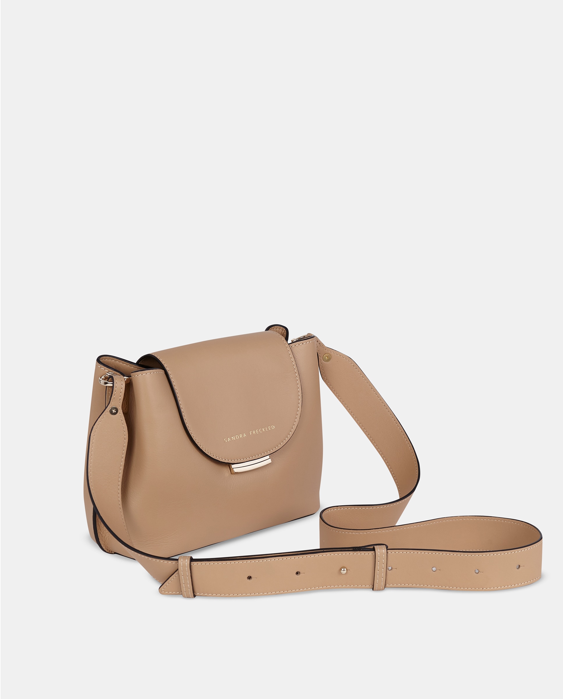 Mala Crossbody em Pele Lisa com Alça de Tiracolo Larga Natural-2