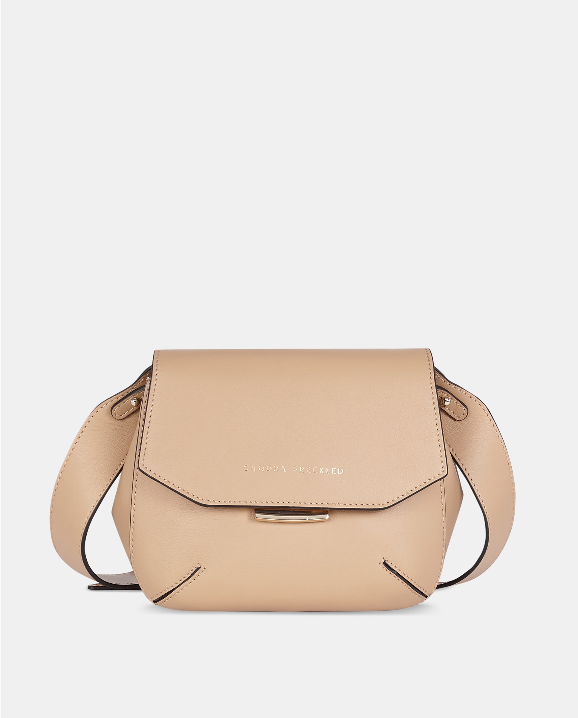 Mala a Tiracolo Pequena em Pele Lisa com Aba Natural-1