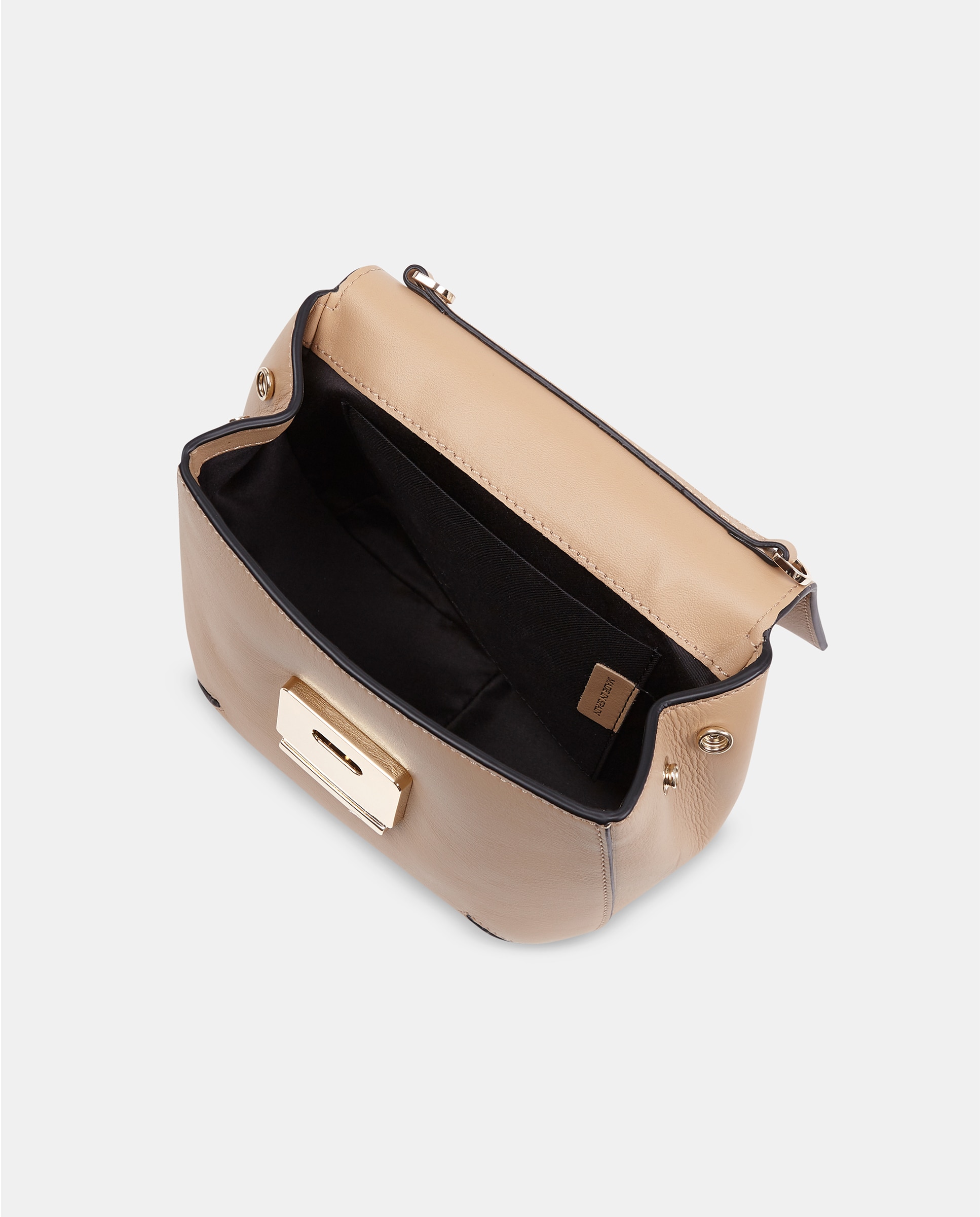 Mala a Tiracolo Pequena em Pele Lisa com Aba Natural-3