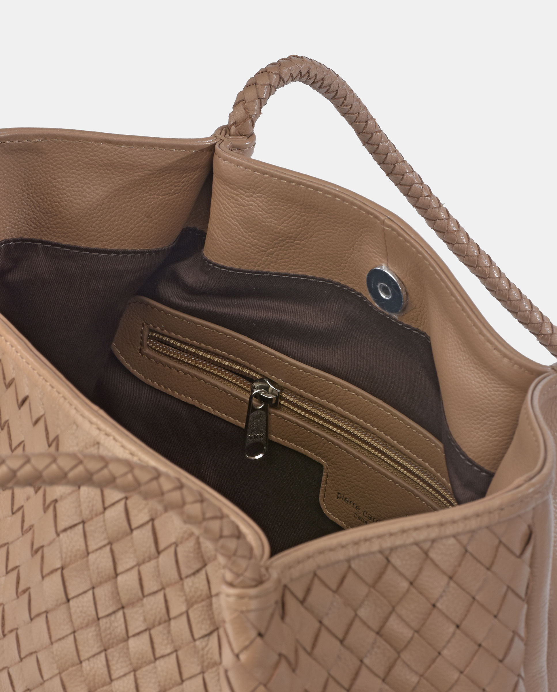 Mala Carryall em Palha Entrançada com Alça Dupla Comprida Castanho-4