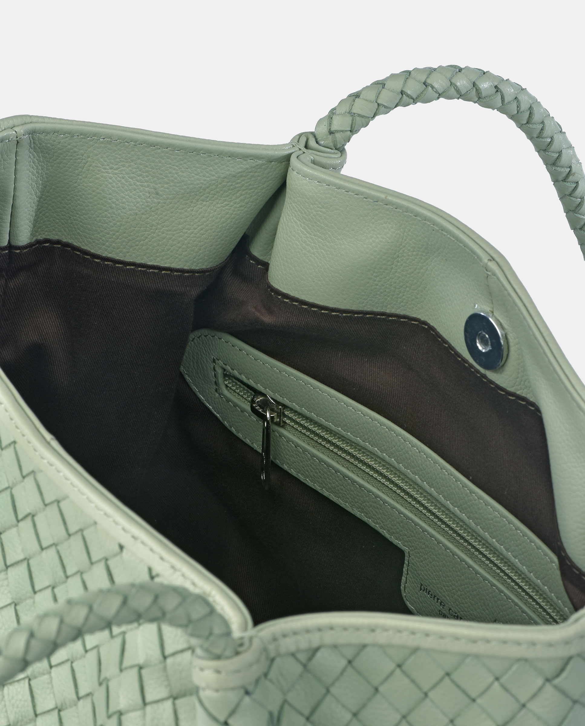 Mala Shopper em Palha Entrançada com Alça Dupla Verde Água-4