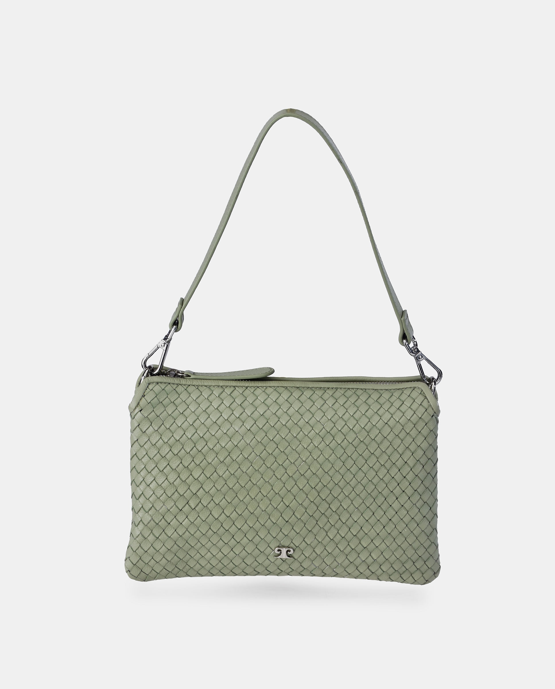Imagem 0 de Mala Crossbody em Pele Entrançada com Alça de Tiracolo Desmontável