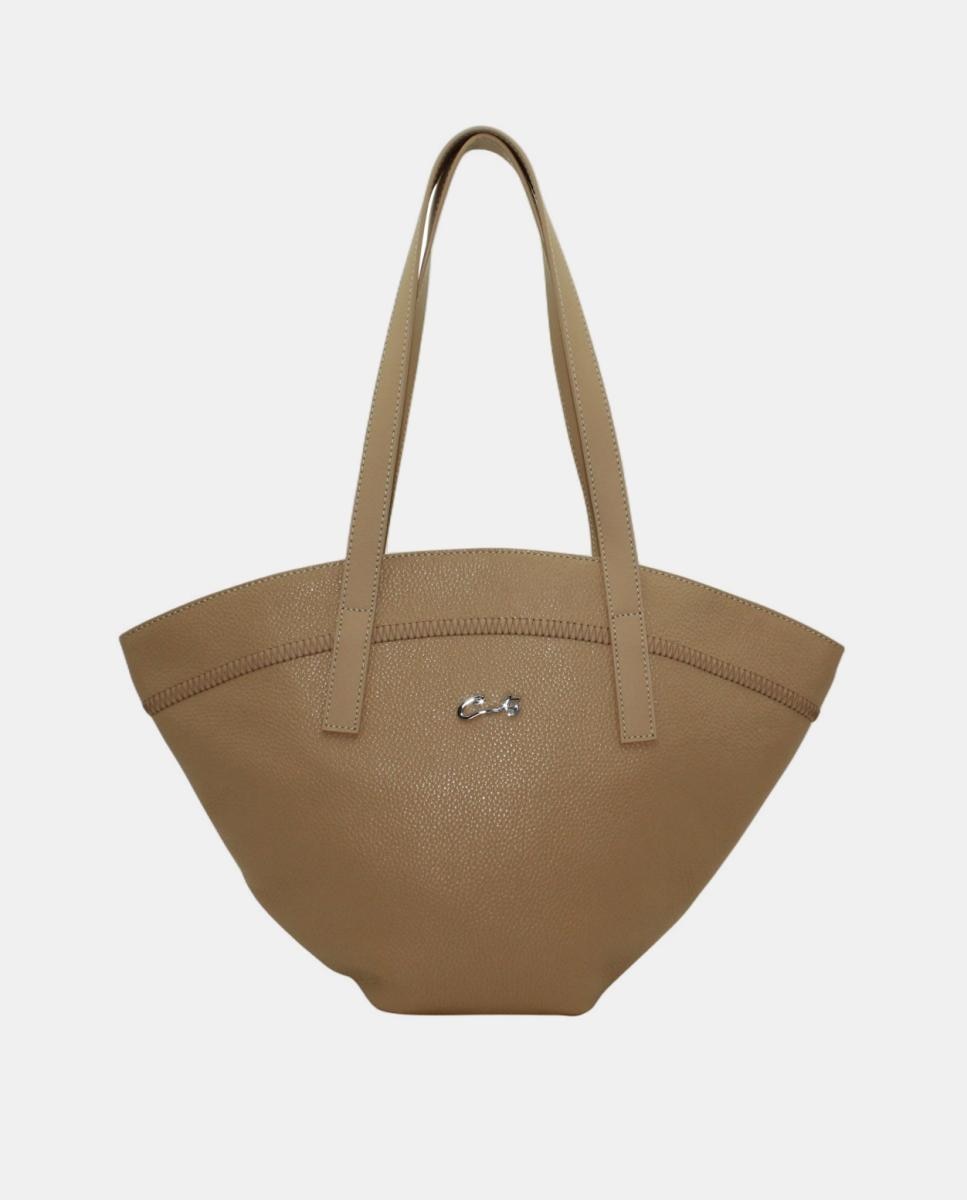 Imagem 0 de Mala Shopper em Pele com Costuras Chevron e Fecho de Correr