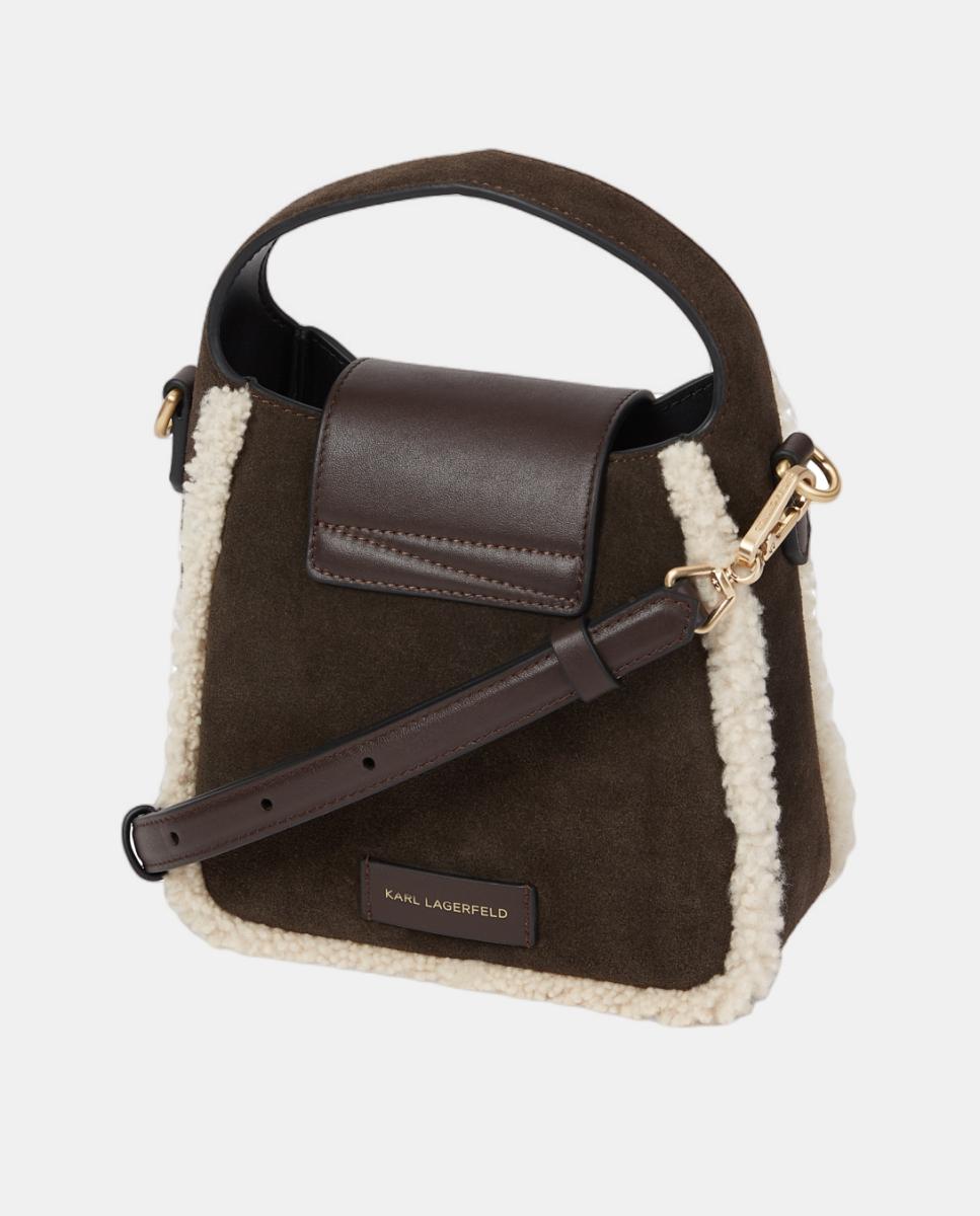 Mala Hobo Pequena em Pele com Alça de Tiracolo Castanho-chocolate-2