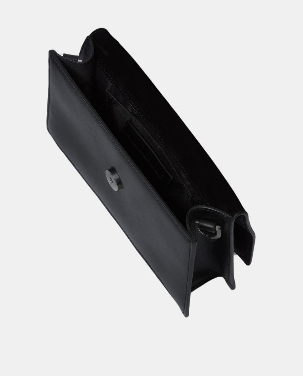 Mala a Tiracolo em Pele Lisa com Tachas Preto-3