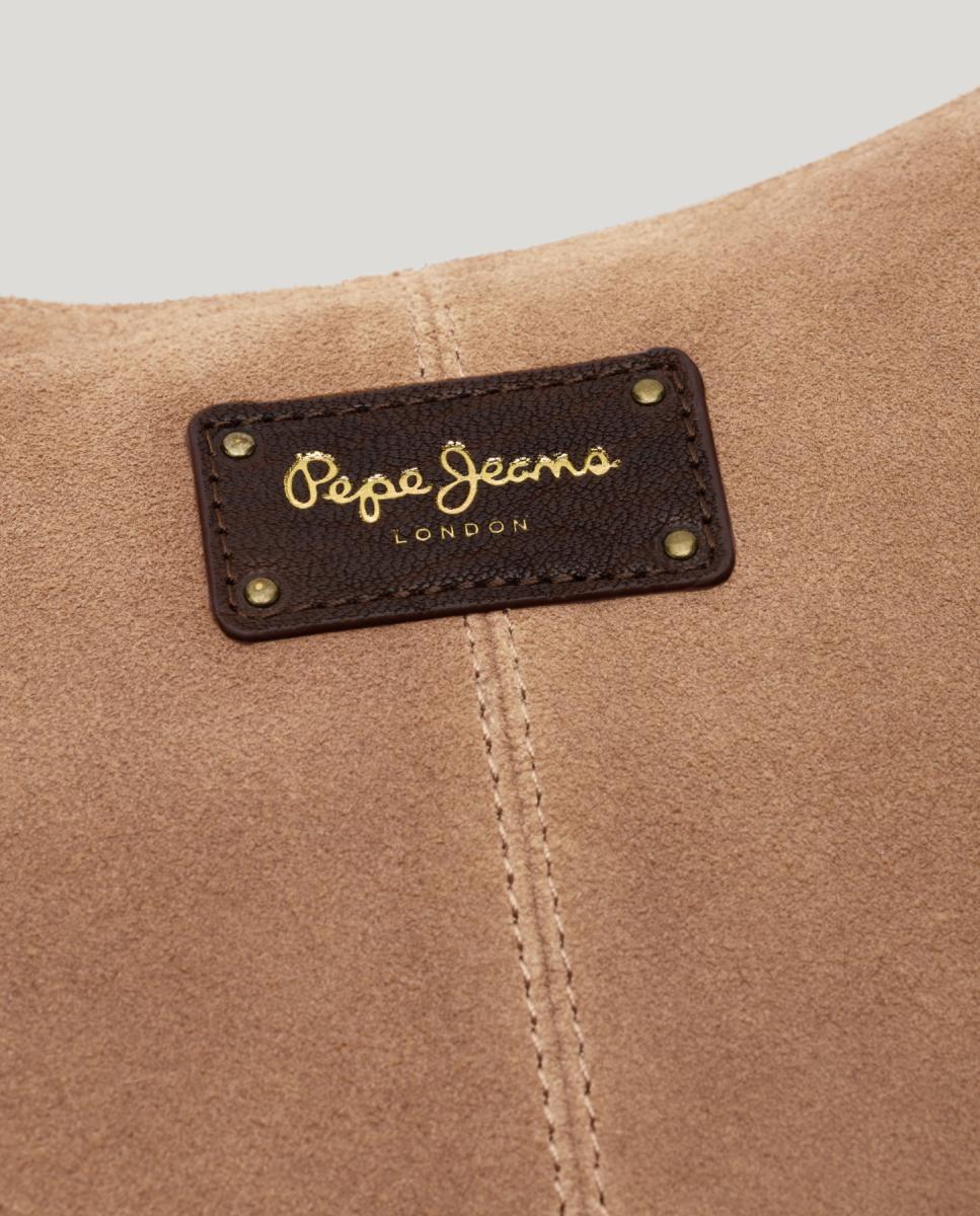 Bolso de ante tipo hobo con cierre cremallera - Pepe Jeans - Marrón Marrón-3