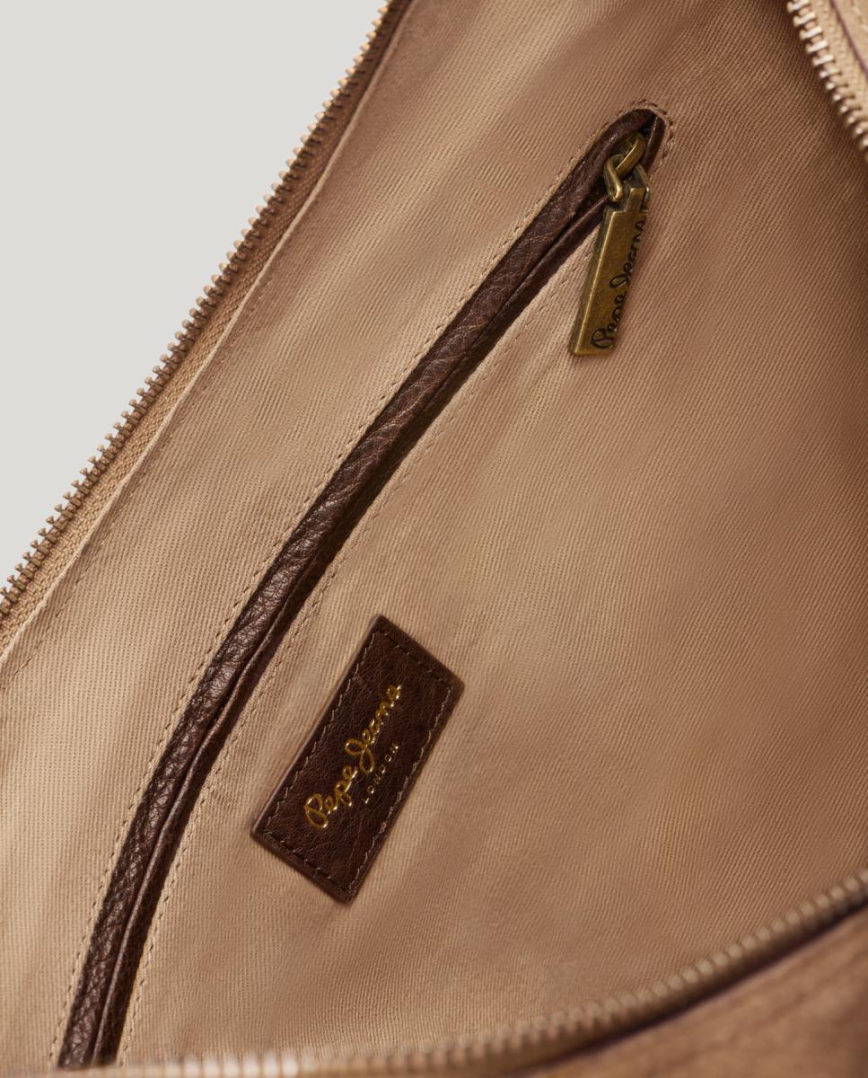 Bolso de ante tipo hobo con cierre cremallera - Pepe Jeans - Marrón Marrón-7