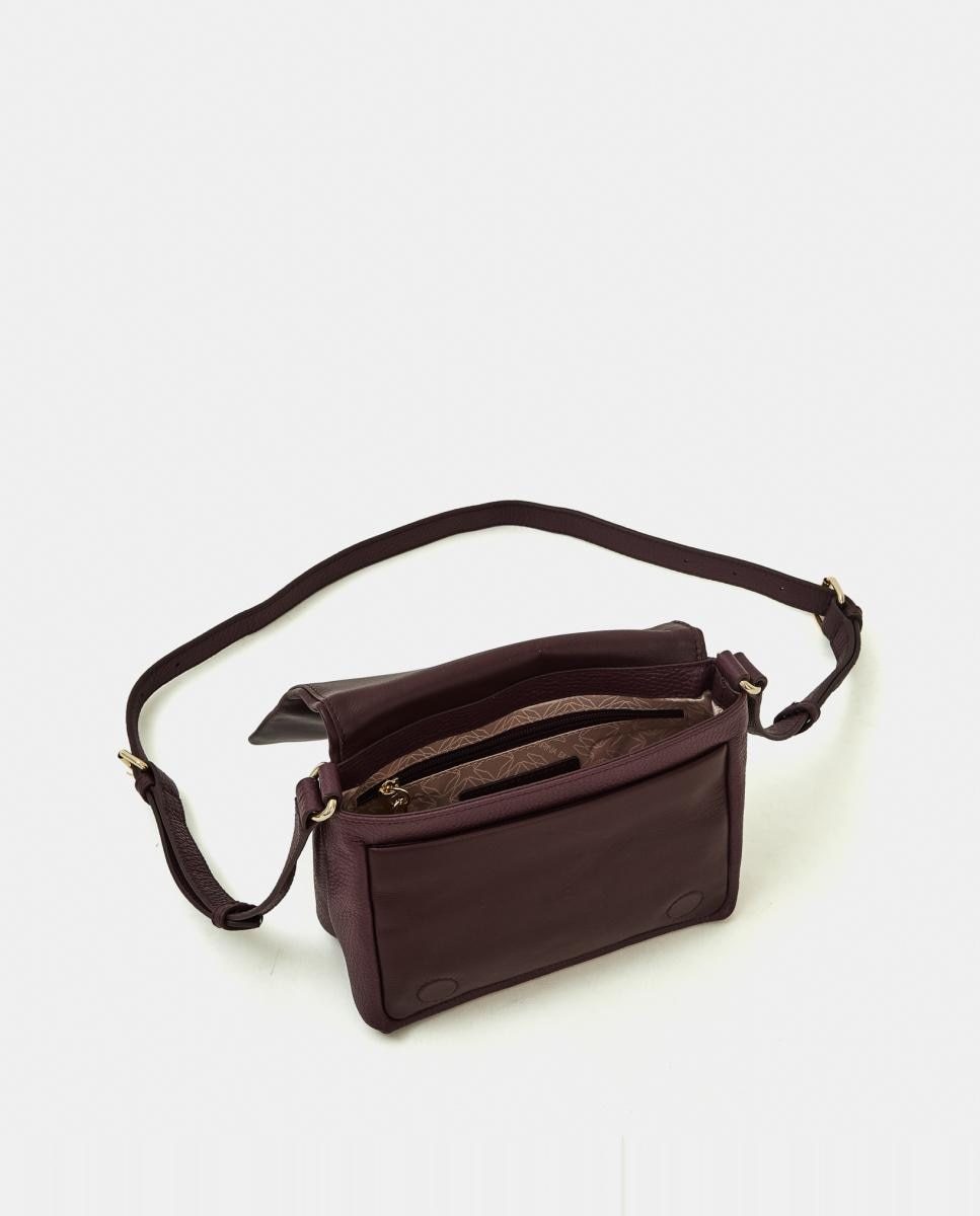 Bandolera en piel con solapa - Mandarina Duck - Granate Granate-4