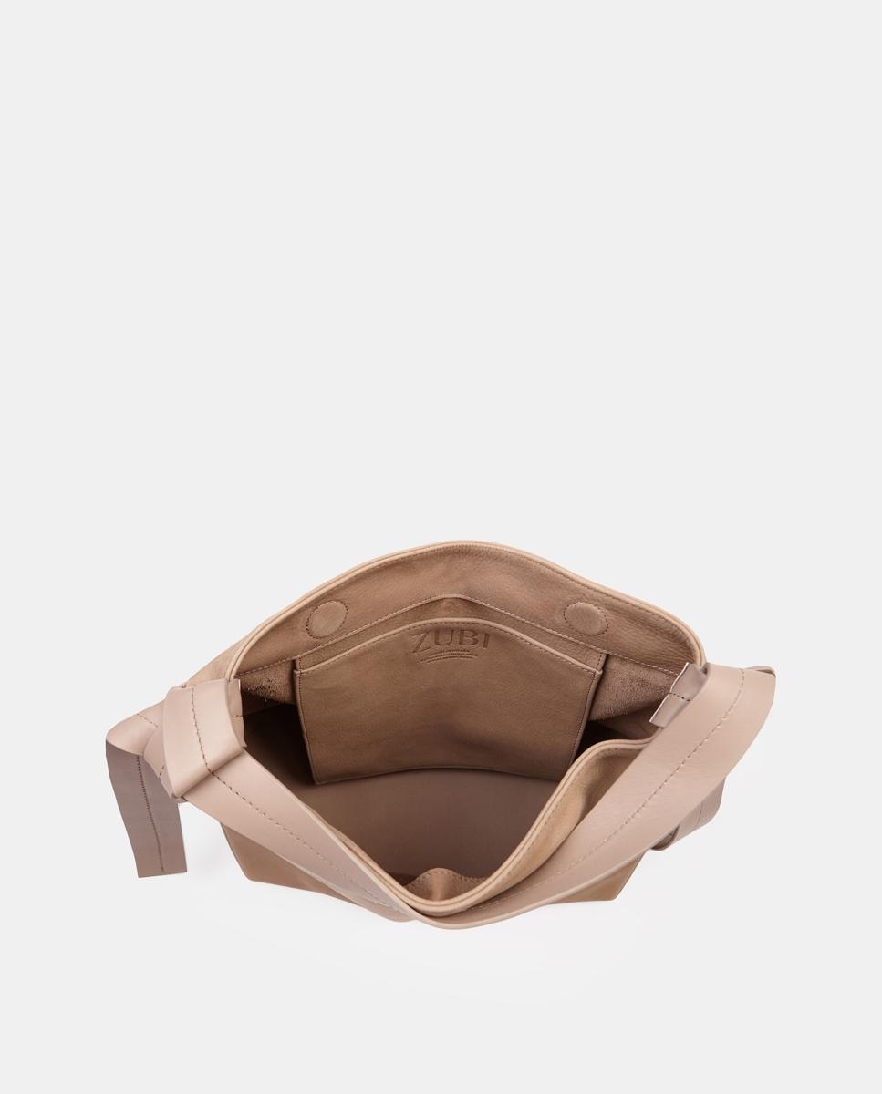Bolso de hombro mediano de piel nobuck - Zubi - Beige Beige-2