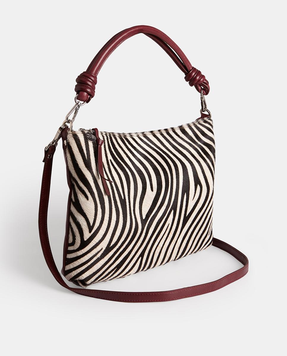 Imagen 0 de Bolso de hombro animal print de piel Beige
