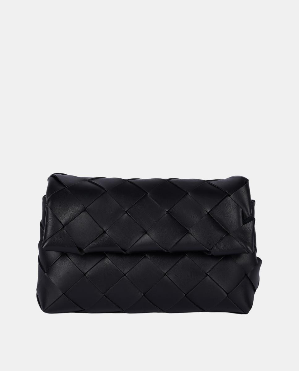 Bolso de mano de piel trenzada modelo Leonie de Anthology Paris - Negro Negro-1
