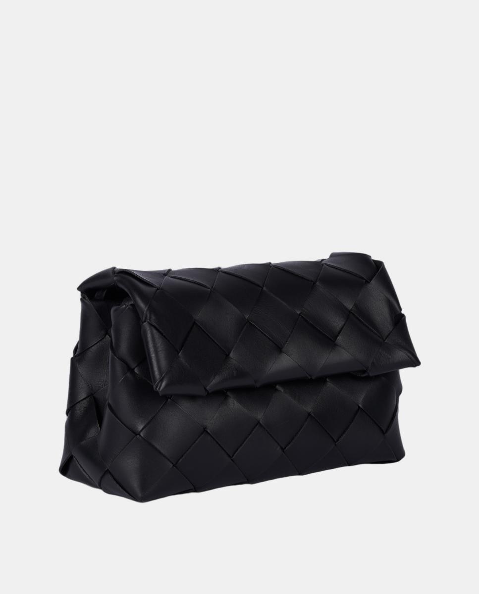 Bolso de mano de piel trenzada modelo Leonie de Anthology Paris - Negro Negro-2