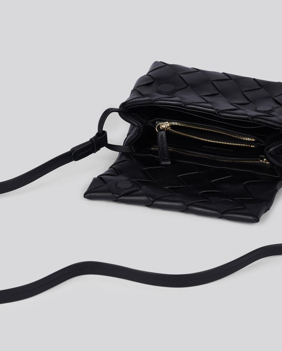 Bolso de mano de piel trenzada modelo Leonie de Anthology Paris - Negro Negro-3