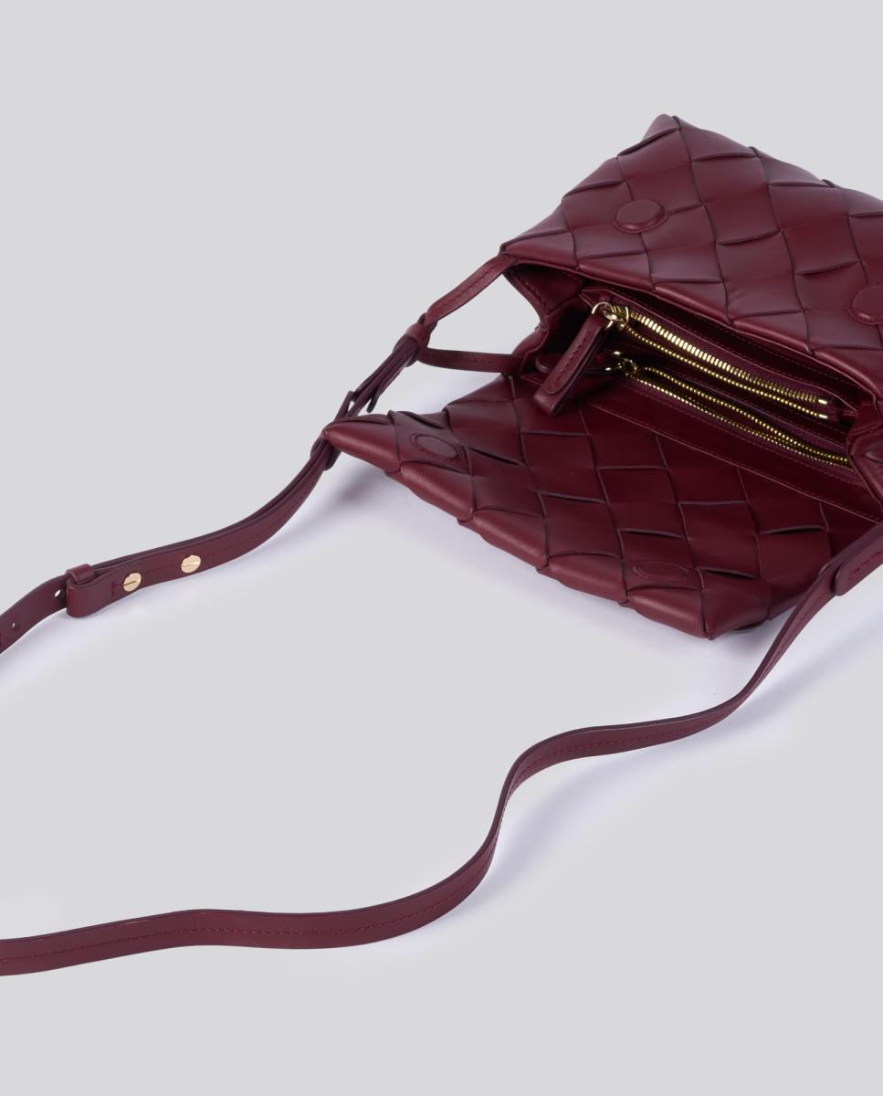 Bolso de mano de piel trenzada modelo Leonie de Anthology Paris - Rojo Rojo-3
