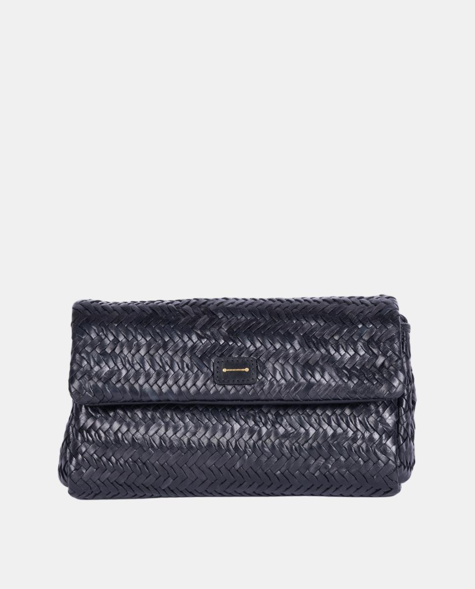 Bolso de mano de piel trenzada modelo Levana de Anthology Paris - Negro Negro-1