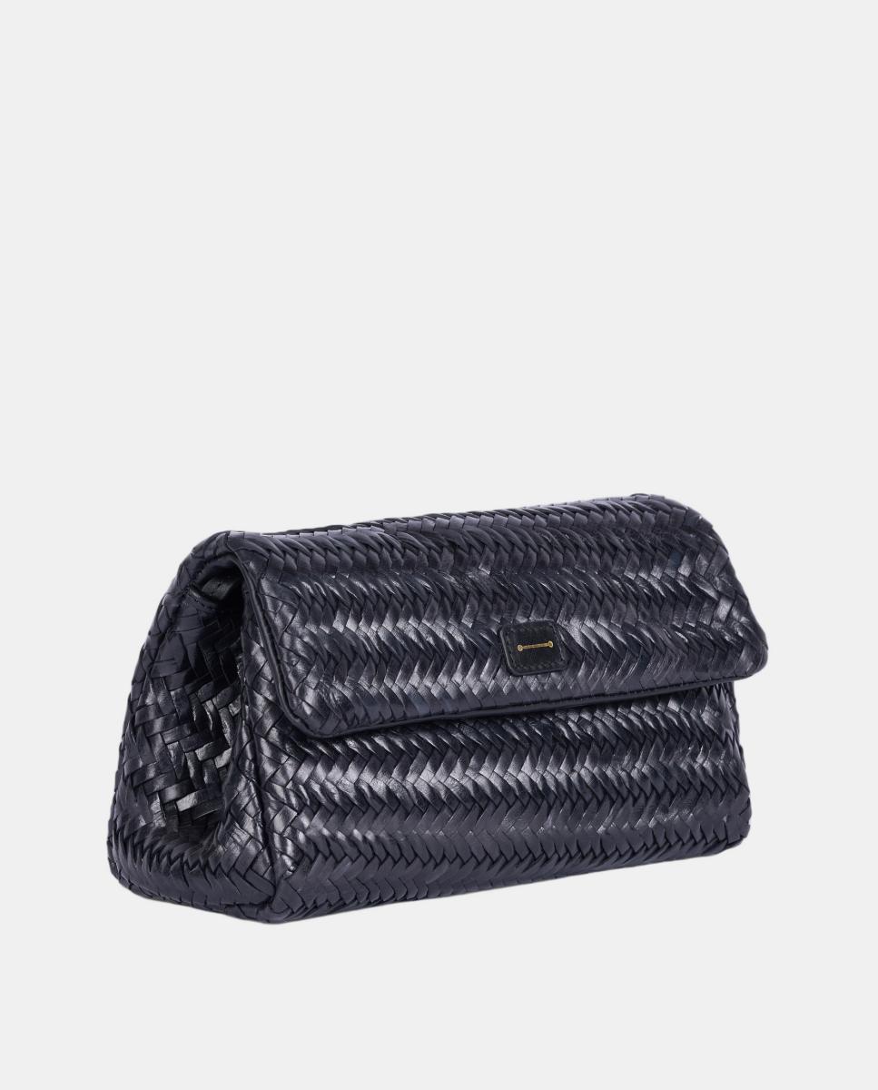 Bolso de mano de piel trenzada modelo Levana de Anthology Paris - Negro Negro-2
