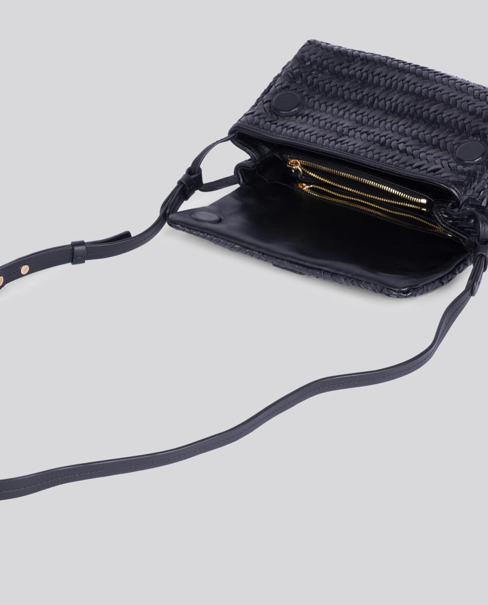 Bolso de mano de piel trenzada modelo Levana de Anthology Paris - Negro Negro-3