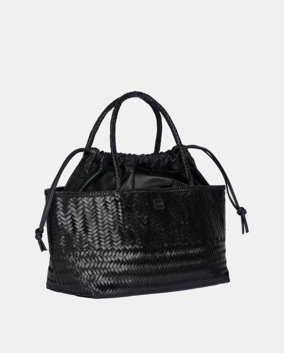 Bolso tote de piel trenzada modelo Mady de Anthology Paris - Negro Negro-2