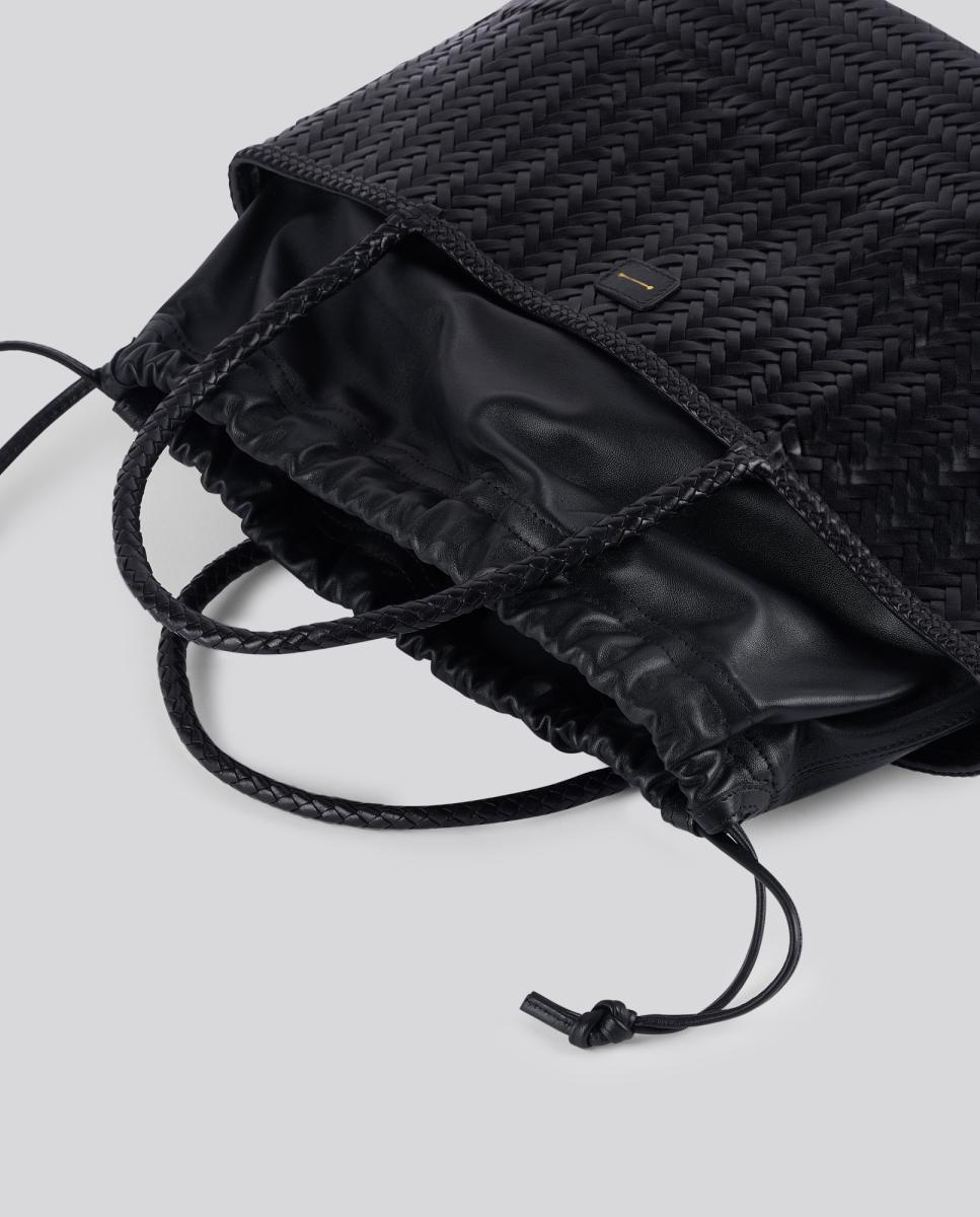Bolso tote de piel trenzada modelo Mady de Anthology Paris - Negro Negro-3