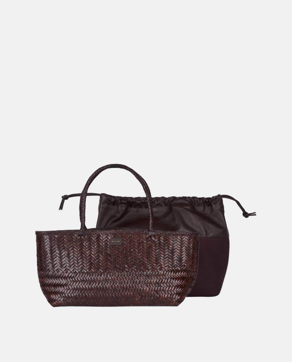 Mala Tipo Tote em Pele Entrançada, Modelo Mady Castanho-4