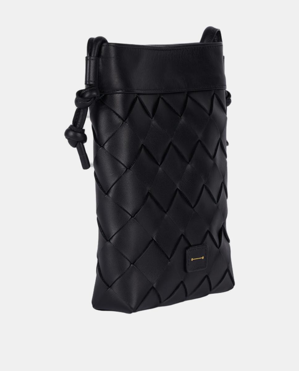 Bolso pequeño de piel trenzada modelo Jill de Anthology Paris - Negro Negro-2