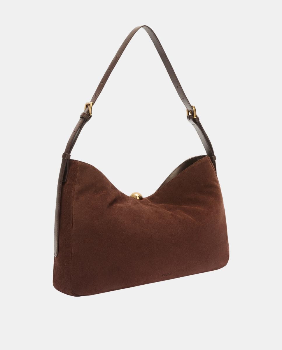 Mala Soft de Camurça com Franjas Castanho-5
