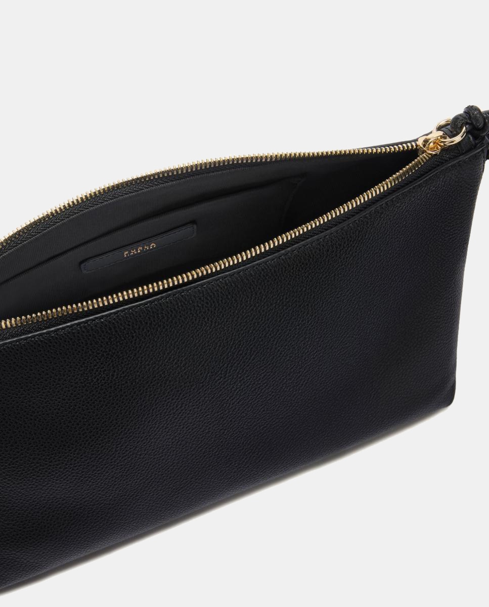 Mala Tipo Baguette Debby em Pele Preto-3