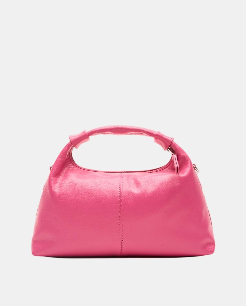 Bolso de mano con piel grabada en forma de lunares y tira para cruzar modelo Dandy dots de Núnoo Bags - Fucsia Fucsia-4