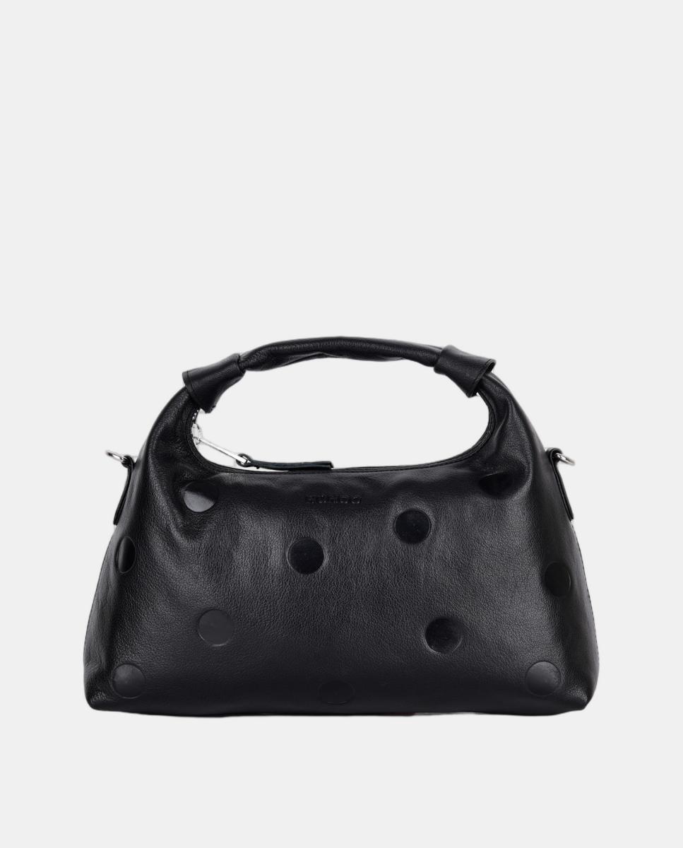 Bolso de mano con piel grabada en forma de lunares y tira para cruzar modelo Dandy dots de Núnoo Bags - Negro Negro-1