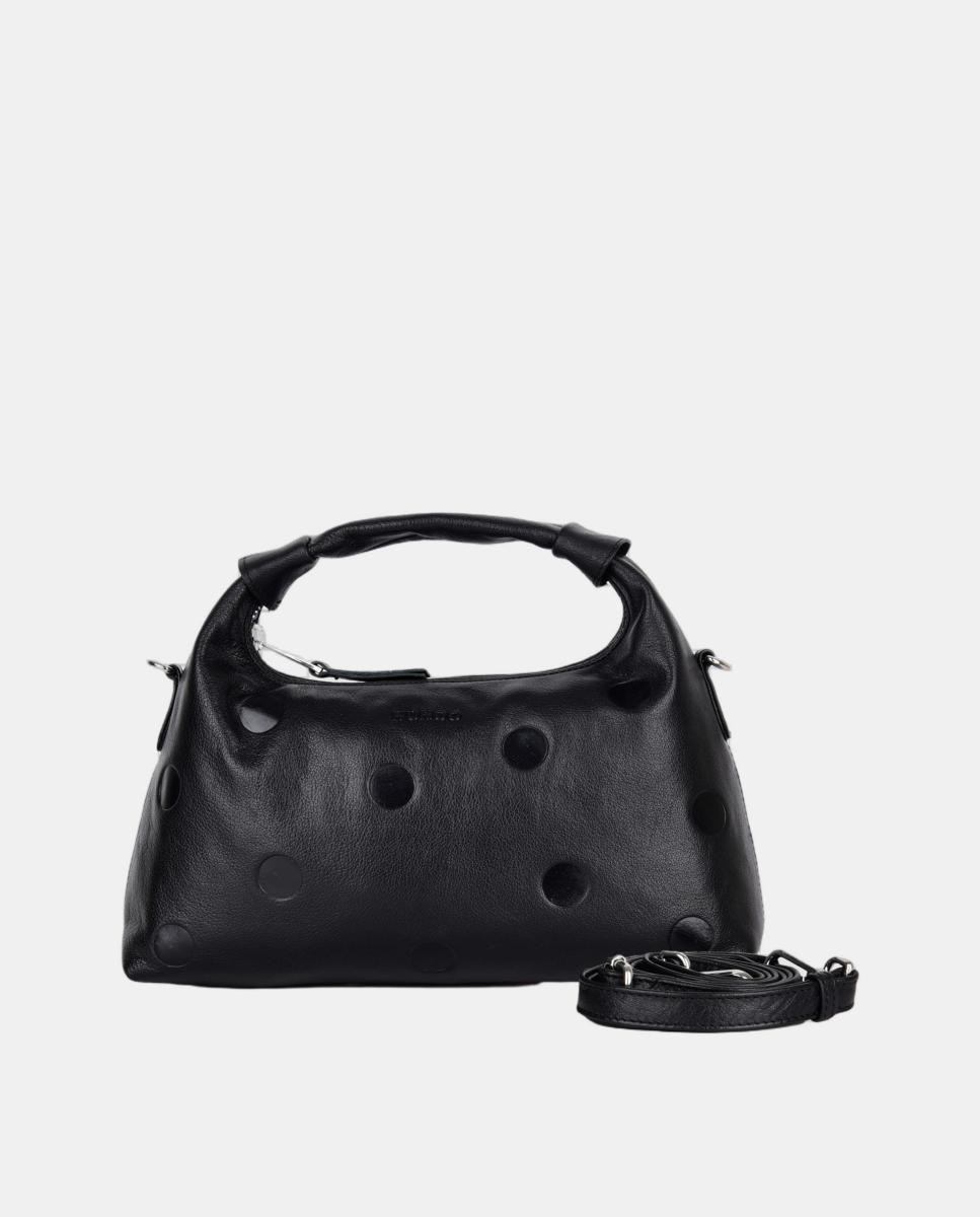 Bolso de mano con piel grabada en forma de lunares y tira para cruzar modelo Dandy dots de Núnoo Bags - Negro Negro-2