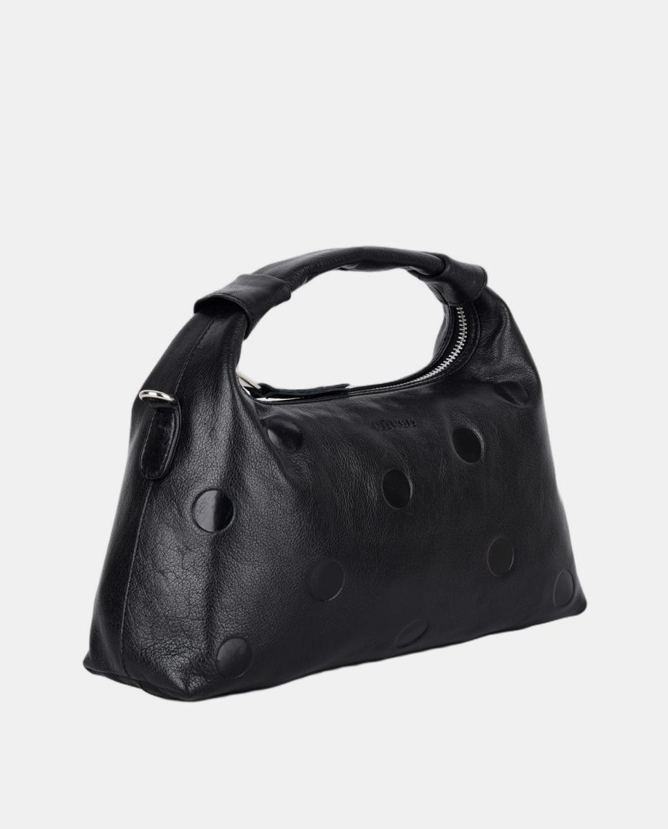 Bolso de mano con piel grabada en forma de lunares y tira para cruzar modelo Dandy dots de Núnoo Bags - Negro Negro-3