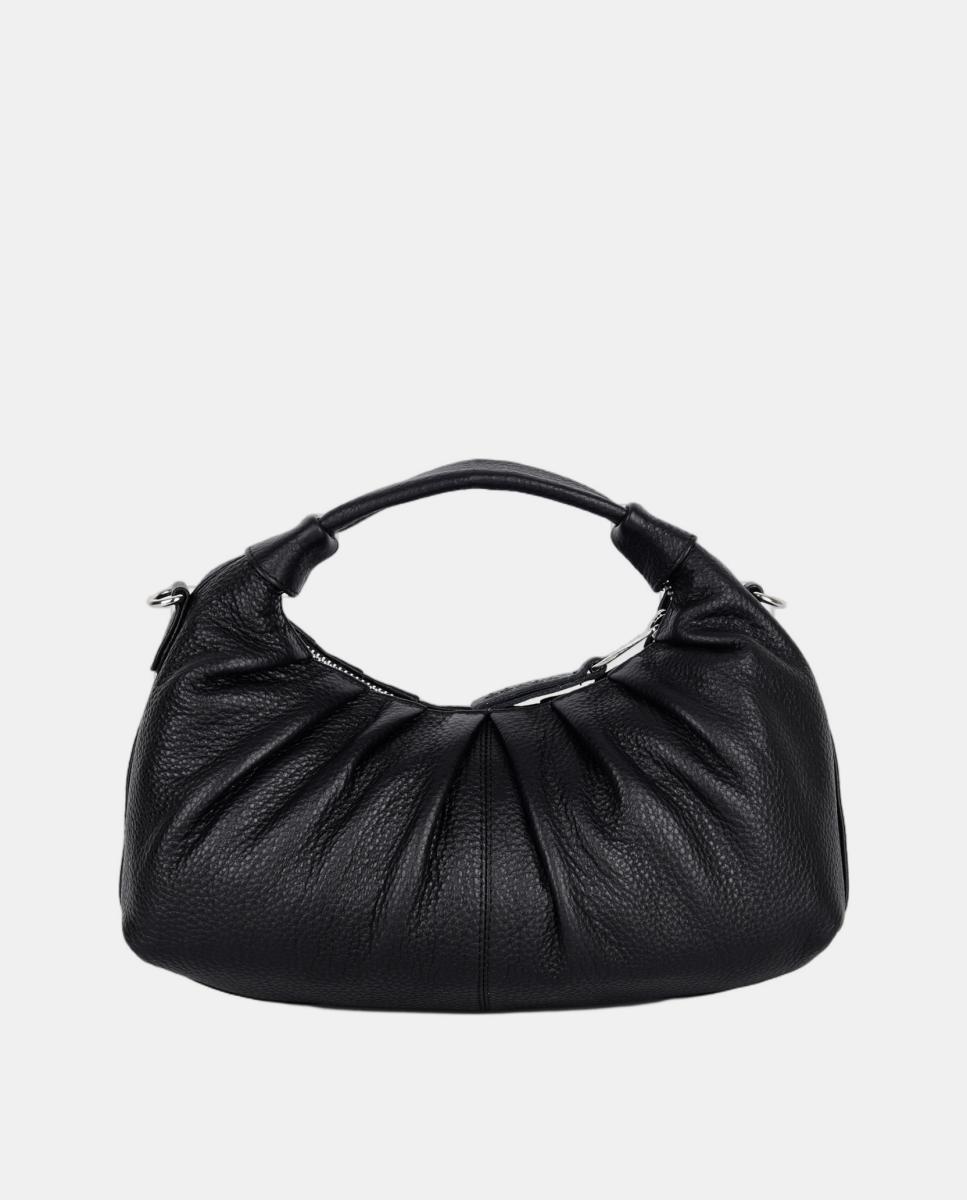 Mala de Mão com Pele Franzida e Tira para Cruzar, Modelo Dandy Draped Preto-4