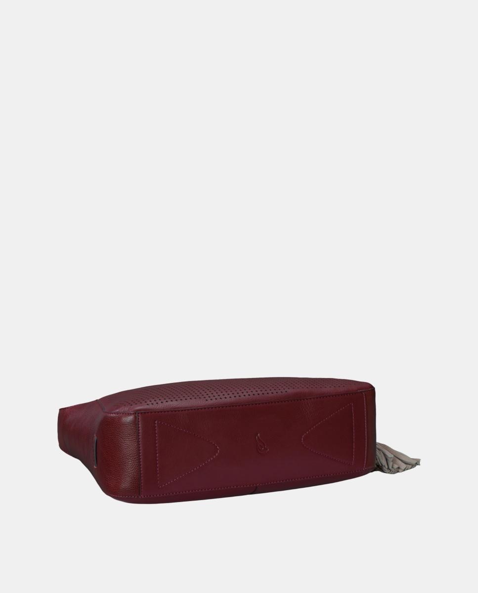 Mala de Ombro em Pele Perfurada Vermelho-5