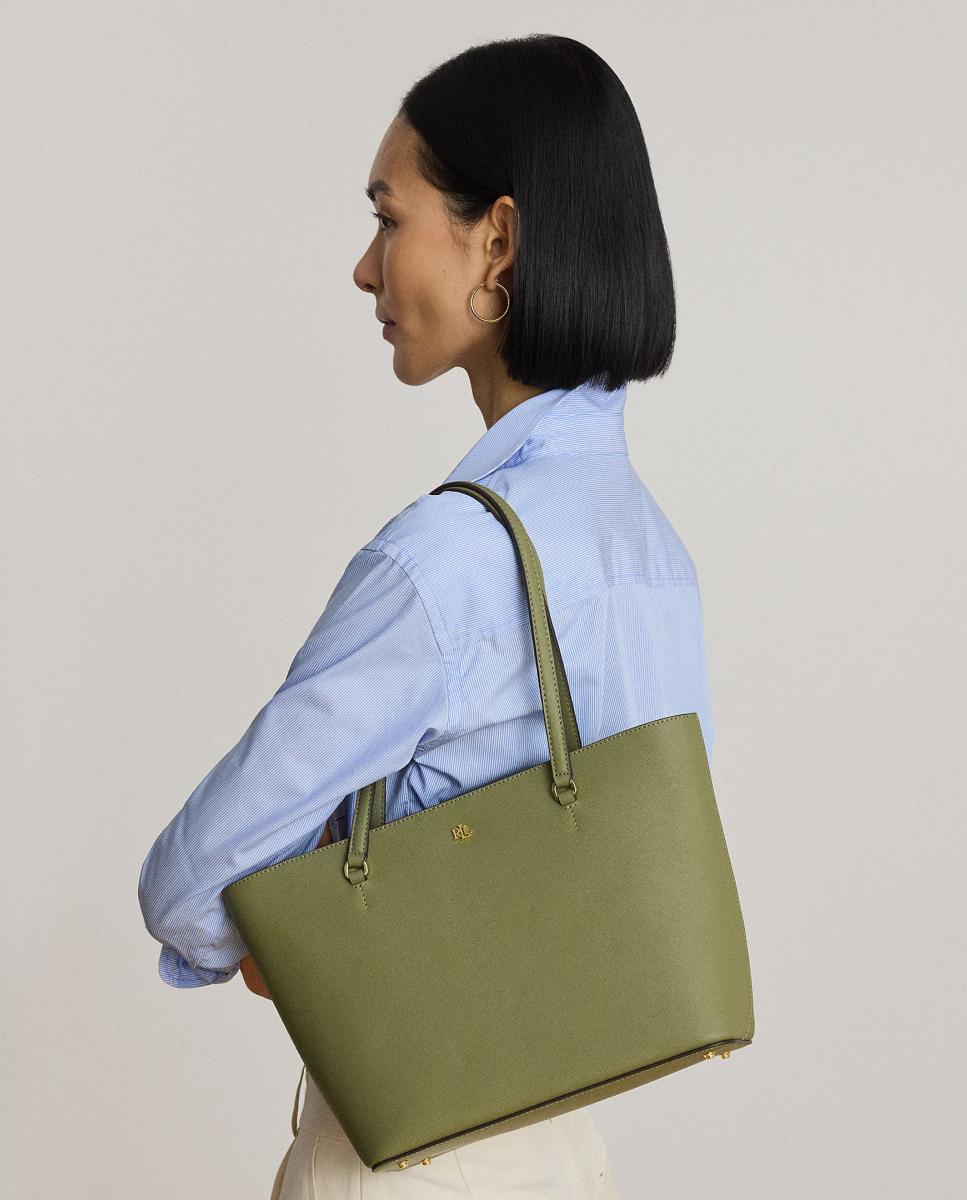 Mala Tipo Tote Karly Média em Pele Verde pardo-7