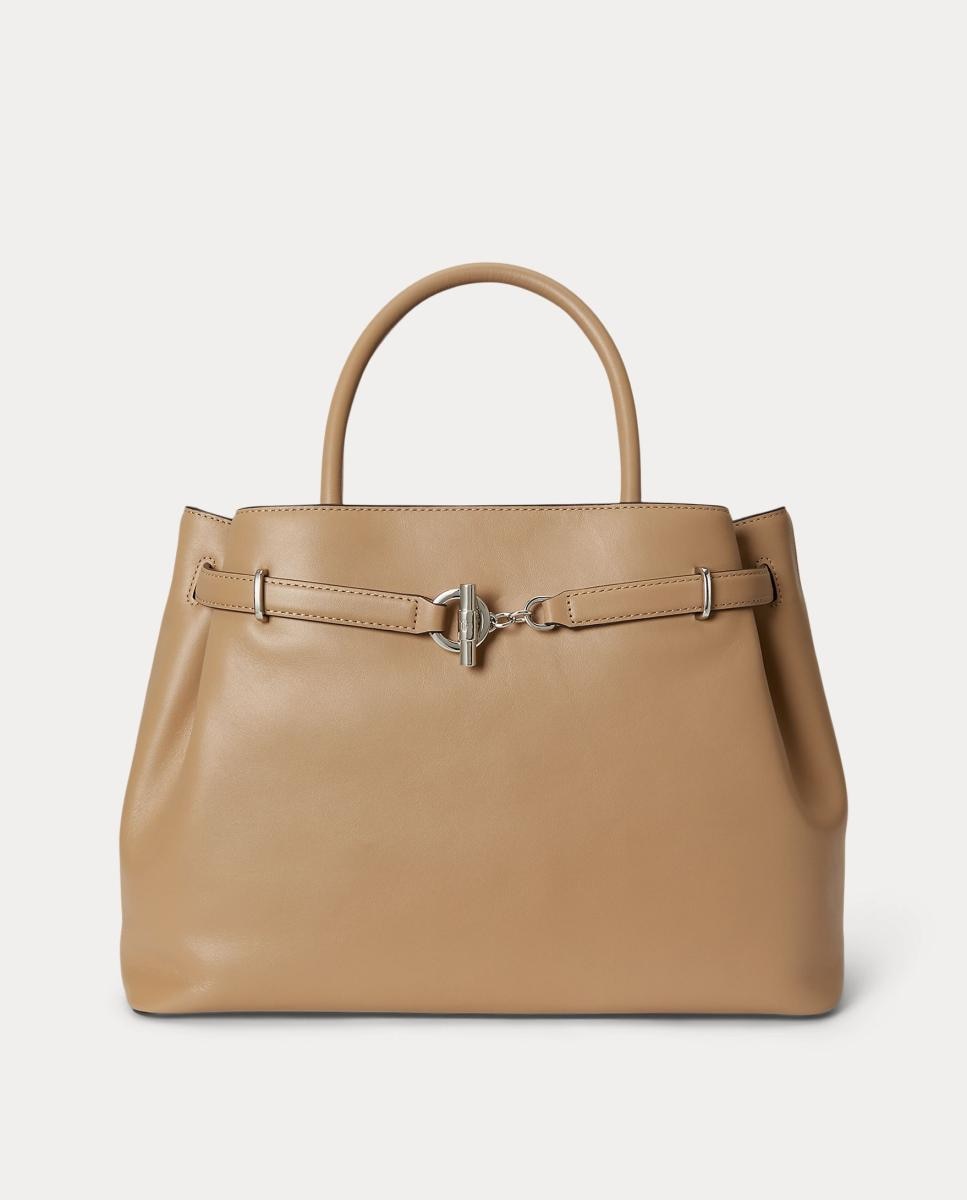 Mala Satchel Grande em Pele Pedra Natural-1