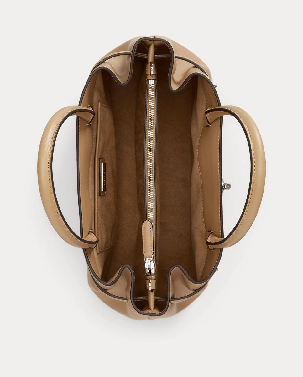 Mala Satchel Grande em Pele Pedra Natural-4