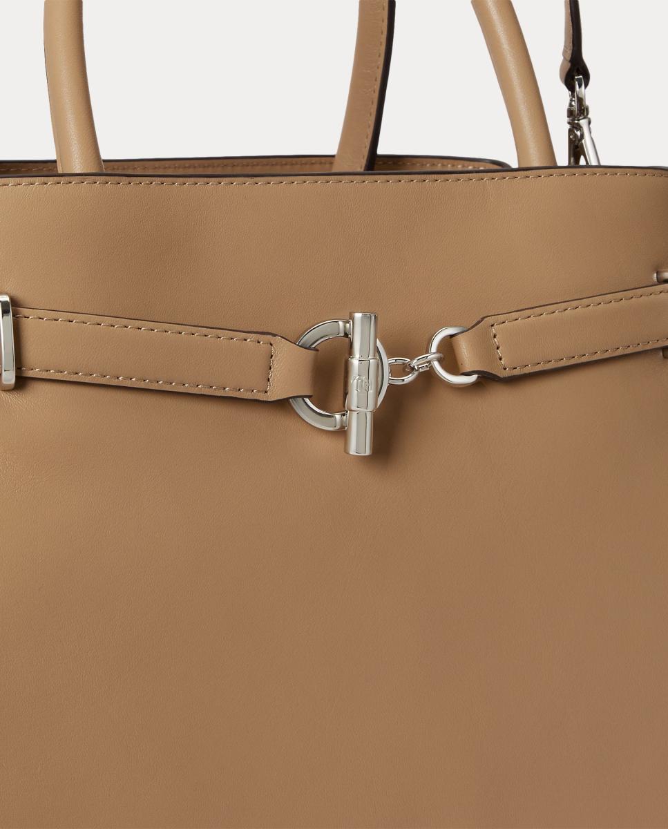 Mala Satchel Grande em Pele Pedra Natural-5